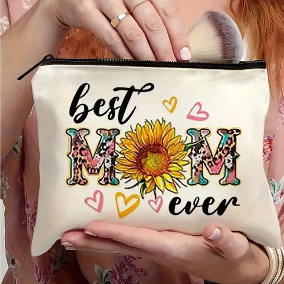 Best MOM Ever Canvas Zippered Makeup Cosmetic Pouch - Picture 2 of 4